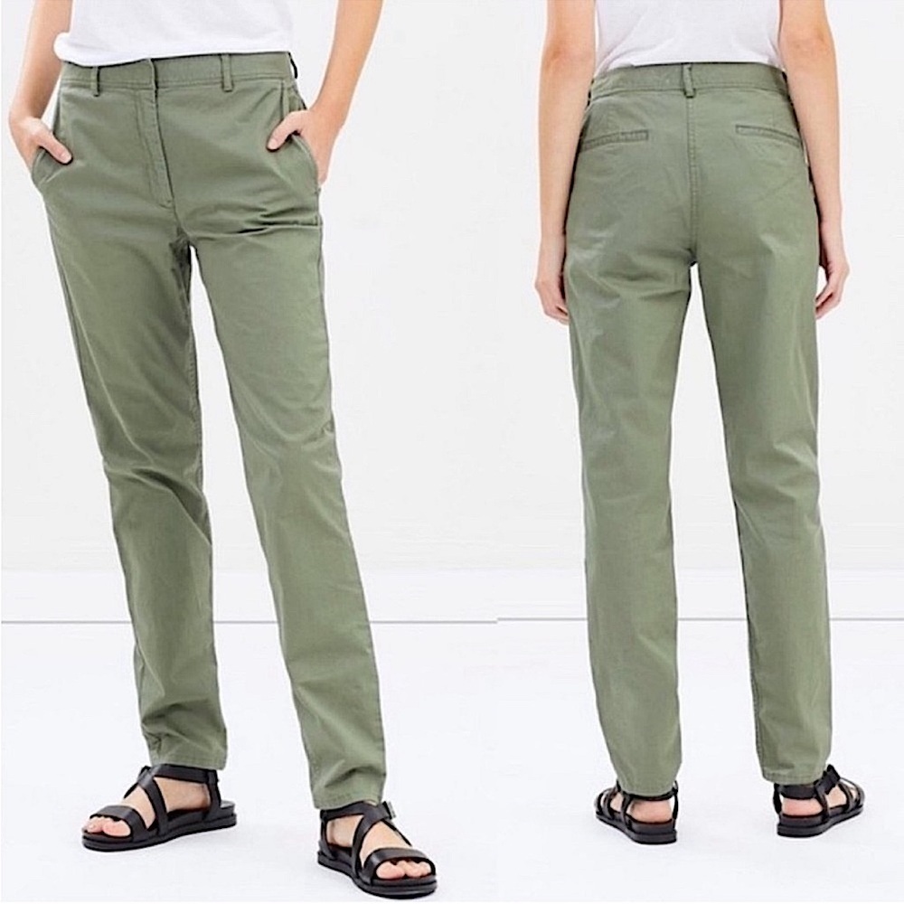 Theory Boyfriend Casual Twill Pant Size 6 Faded Army Green - Picture 2 of 15